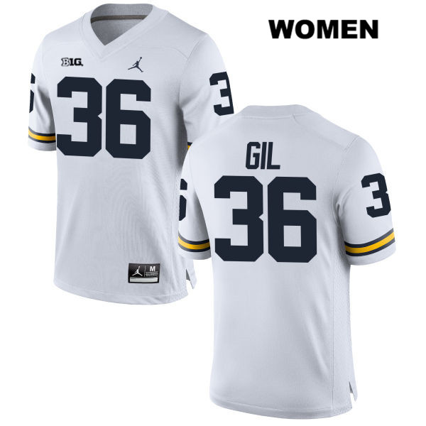 Women's NCAA Michigan Wolverines Devin Gil #36 White Jordan Brand Authentic Stitched Football College Jersey NH25C32HH